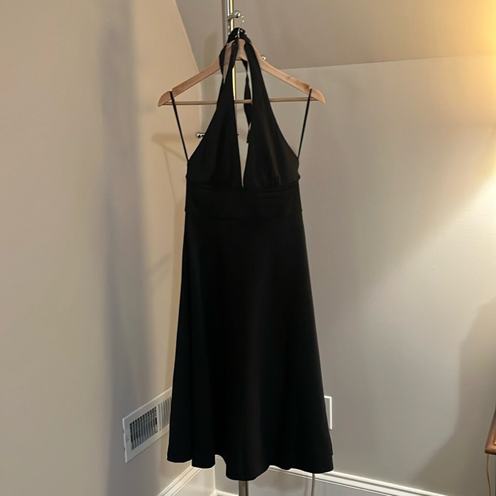 J Crew Size 6 Black Wool Halter Evening Dress